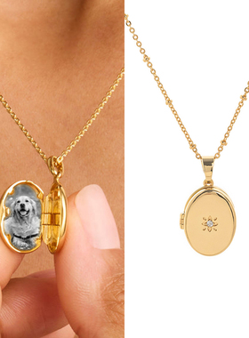 相盒开合吊坠项链定制打印照片