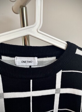 68包邮｜清库存！基本款内搭百搭双层针织经典黑白大格子套头毛衣