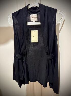 68包邮｜随便卖～欧美外贸尾货春夏空调房罩衫黑色不规则马甲背心