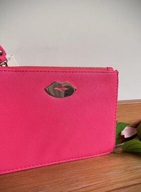 抄底清｜出口英国小众复古重工玫粉色pu金色流苏拉链卡包零钱包