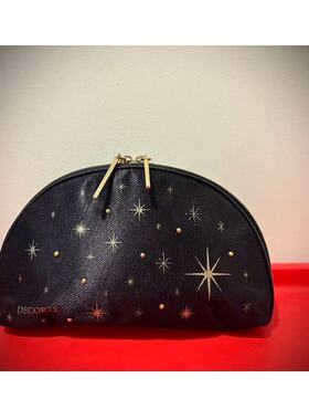 68包邮｜专柜礼品性感黑色网纱烫金星星小金豆子半圆收纳化妆包