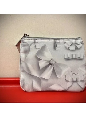 99清仓价｜出口高级素雅立体蝴蝶结印花pu银色包边零钱包化妆包