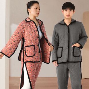 病号服易穿脱瘫痪卧床病人护理服老年人加厚保暖棉服服方便易脱