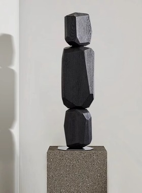 酒店样板房实木雕塑艺术玄关摆件抽象木雕工艺品侘寂风民宿装饰品