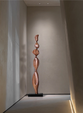 实木雕塑艺术品落地摆件民宿茶室酒店样板间客厅玄关抽象软装饰品