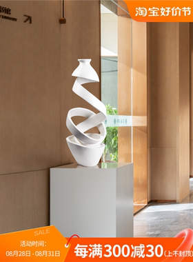 酒店样板间走廊过道抽象雕塑艺术品玄关摆件创意木雕室内软装摆设