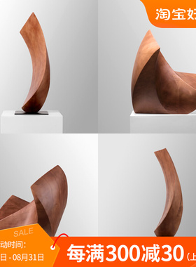 现代木质雕塑艺术品酒店样板间玄关摆件售楼处展厅抽象木雕工艺品