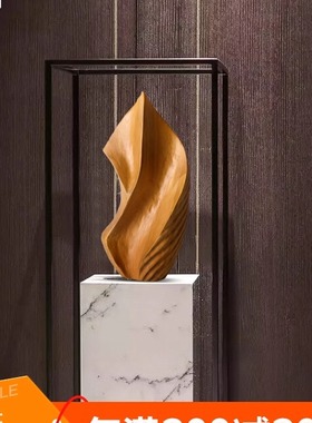 酒店样板间现代抽象木雕摆件室内软装别墅玄关雕塑艺术品桌面摆设