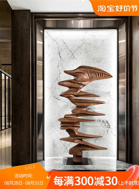 大型木雕人物抽象艺术雕塑落地摆件售楼处酒店大堂过道玄关装饰品