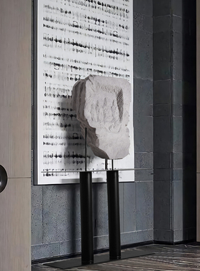 酒店会所玄关抽象雕塑落地摆件装饰品售楼中心软装木雕艺术品装置