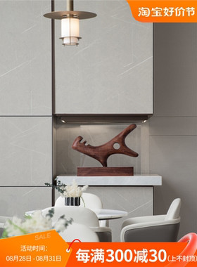 酒店样板间抽象木雕长摆件客厅玄关展示柜装饰品高级感艺术工艺品