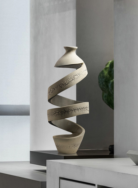 室内软装创意抽象木雕摆件样板间客厅玄关雕塑艺术品酒店会所装饰