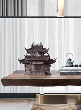 传统中式禅意中国风木质古建筑模型摆件民宿酒店茶室玄关装饰品