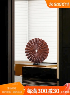 现代木质雕塑艺术品酒店样板间玄关装饰摆件家居饰品木雕软装摆设