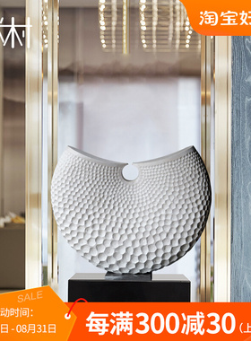 样板间玄关软装抽象木雕摆件售楼部展厅雕塑艺术品酒店大堂装饰品