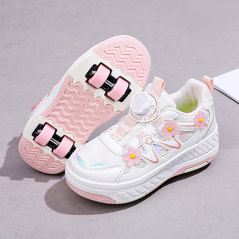 暴走鞋女童鞋子2025新款秋季儿童运动隐形四轮飞行学生暴走滑轮鞋