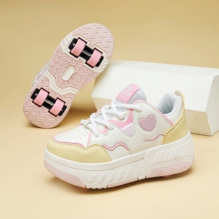 女童鞋子暴走鞋四轮可拆学生运动飞行鞋女孩溜冰鞋儿童暴走轮滑鞋