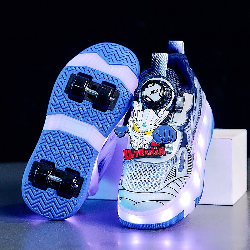 奥特曼男童暴走鞋夏季透气网面儿童四轮可拆卸运动鞋学生轮滑鞋子