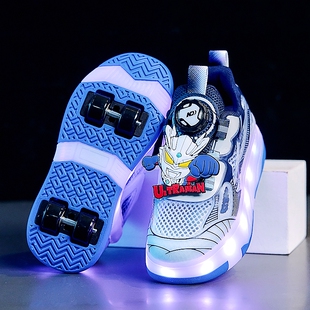 奥特曼男童暴走鞋夏季透气网面儿童四轮可拆卸运动鞋学生轮滑鞋子