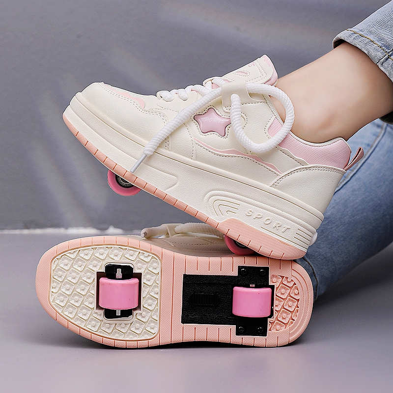 网红爆款一键收缩双轮暴走鞋