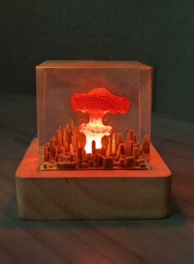 树脂小摆件创意立方蘑菇云发光小夜灯桌面装饰高级感小众生日礼物