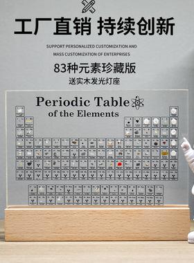 元素周期表元素实物内嵌标本生日毕业礼物科普展示亚克力桌面摆件
