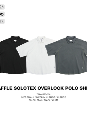 TBALLER 2025新款solotex华夫格POLO衫男潮牌日系落肩纯色情侣