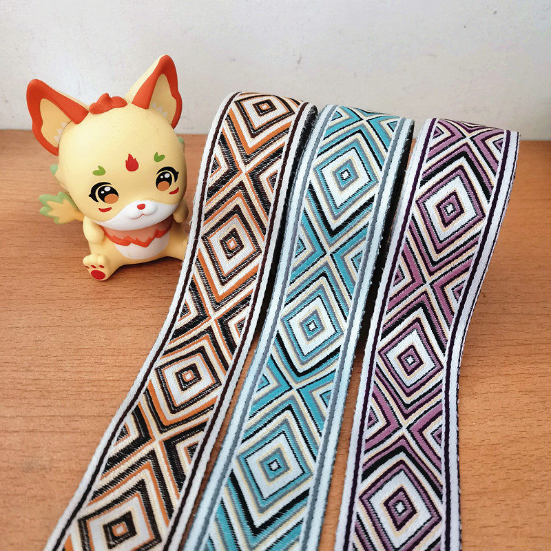 蓝紫咖色方格子花边DIY服装辅料