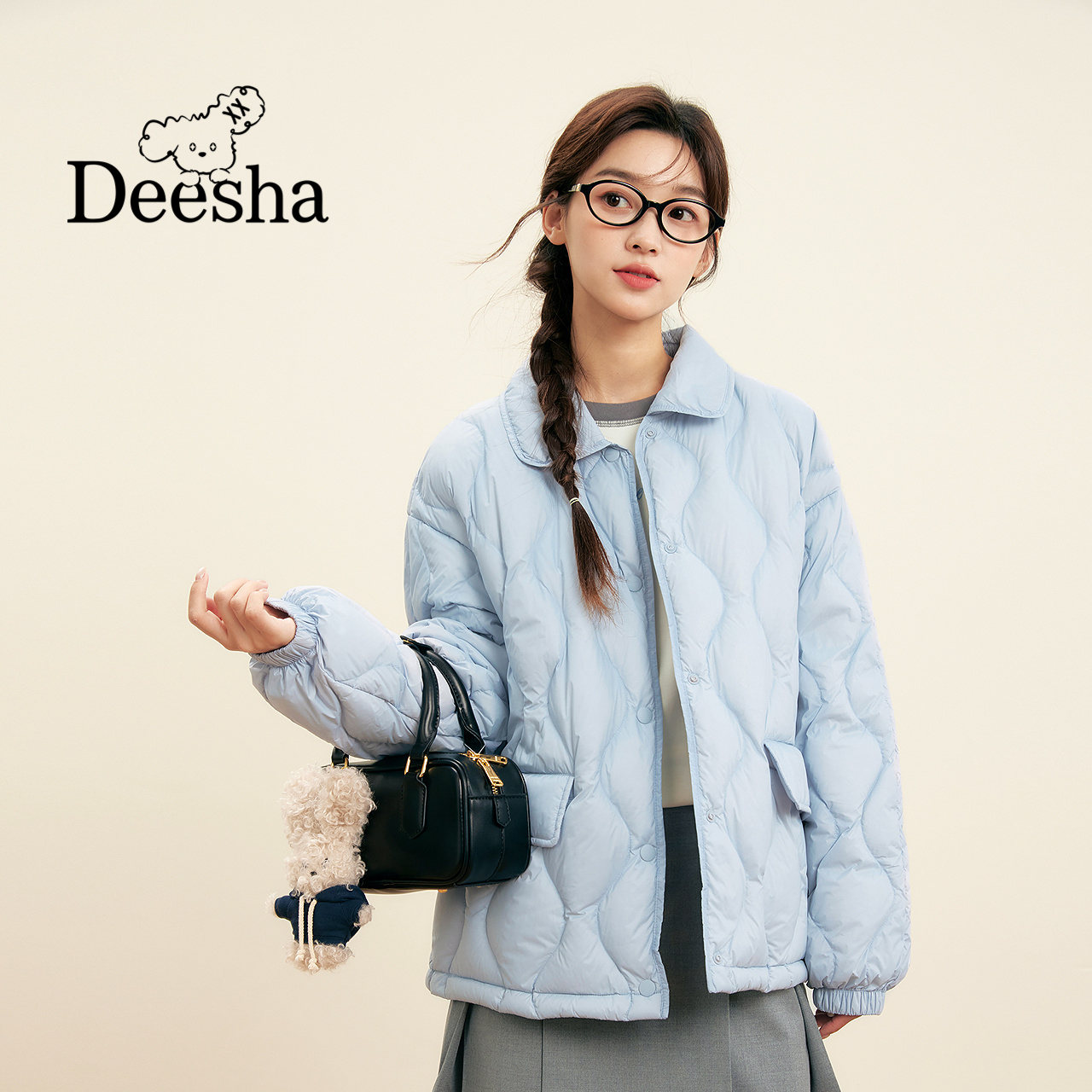 立领三防轻薄小花羽绒服