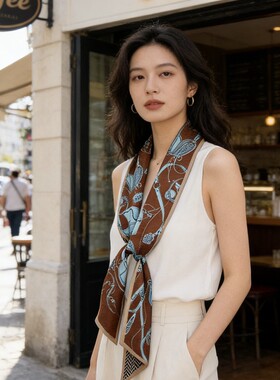 双层丝巾桑蚕丝围巾女百搭秋款