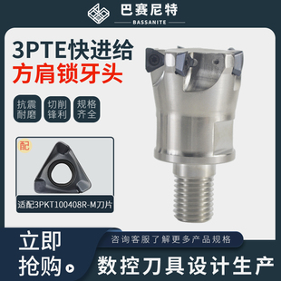 3PTE10重切削锁牙头 深腔加工钨钢抗震刀杆装3PKT100408R-M铣刀片