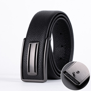 皮带男款内扣不露尾内穿男士皮带板扣头层牛皮高端真皮牛仔裤腰带