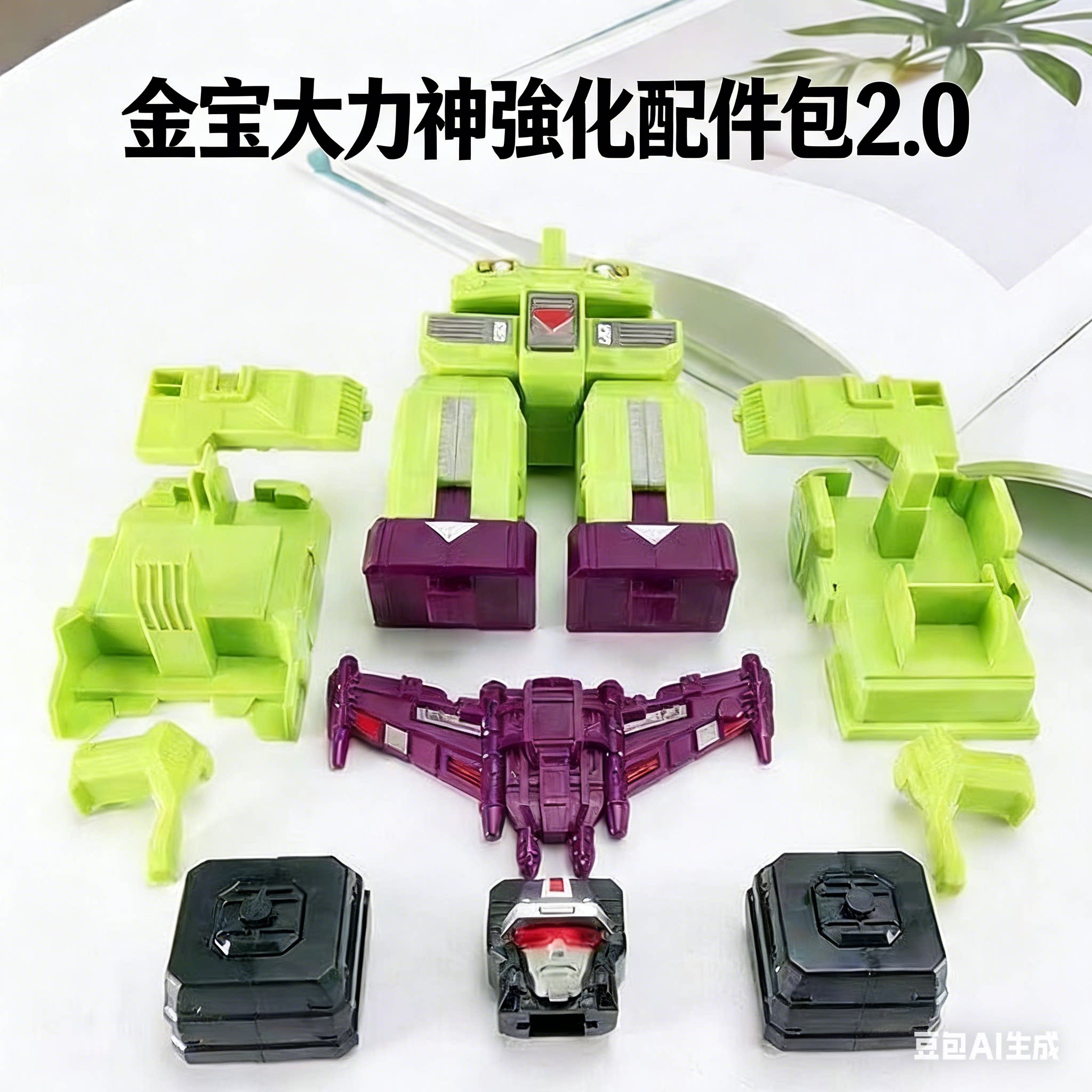 金宝变形玩具放大GT大力神绿色强化配件包2.0机器人工程车合体