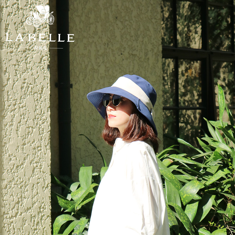 labelle拉贝儿渔夫帽钓鱼帽春夏季遮阳帽女帽子蝴蝶结日式大檐帽