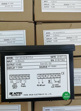 台湾ADTEK张力控制器/荷重元显示表CS1-SG-S2-V-E05-A,输出0-10V