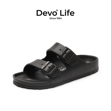 Devo/的沃休闲EVA沙滩夏季轻便情侣凉拖一字拖外穿女拖鞋