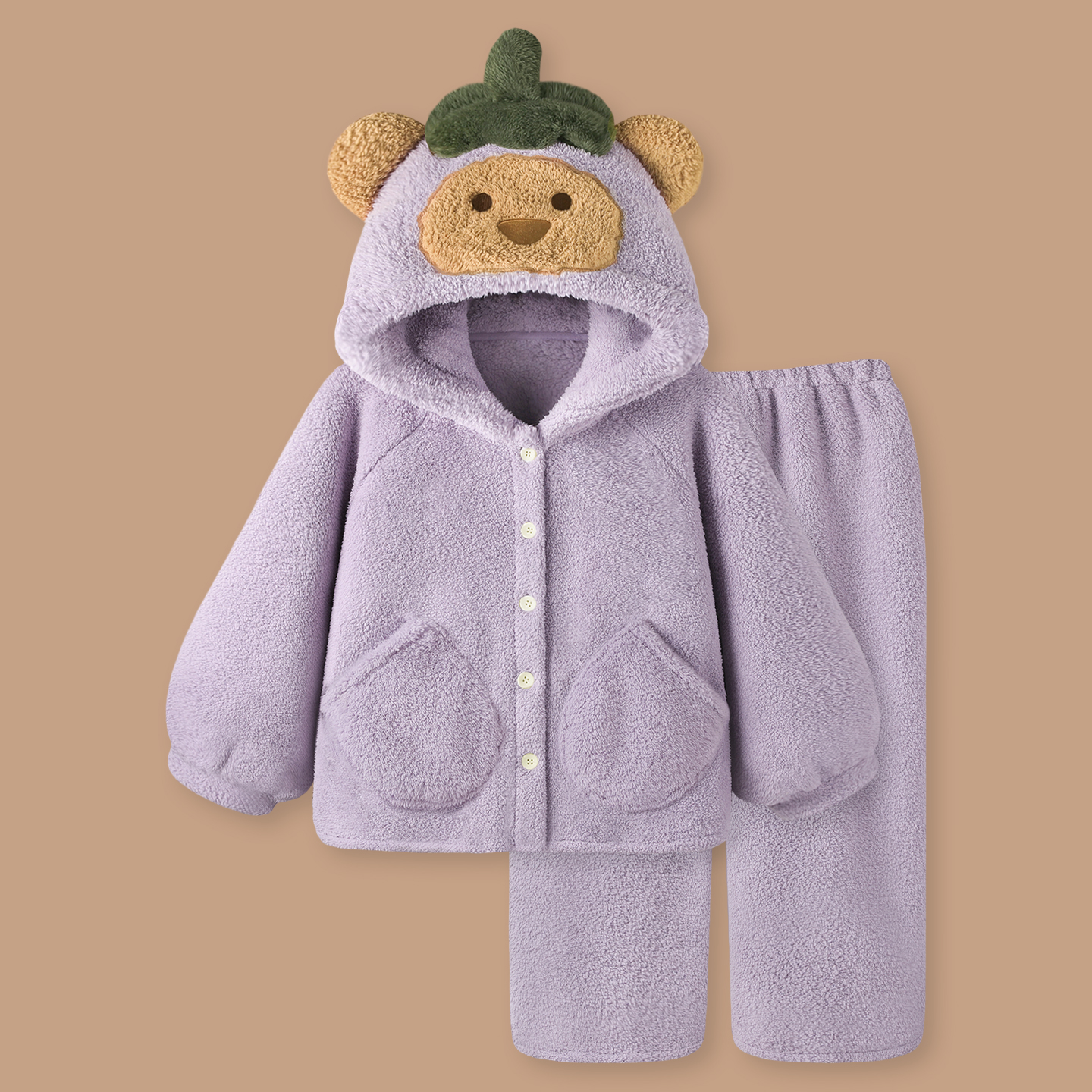 『茄子巴熊』睡衣女冬季加厚紫色