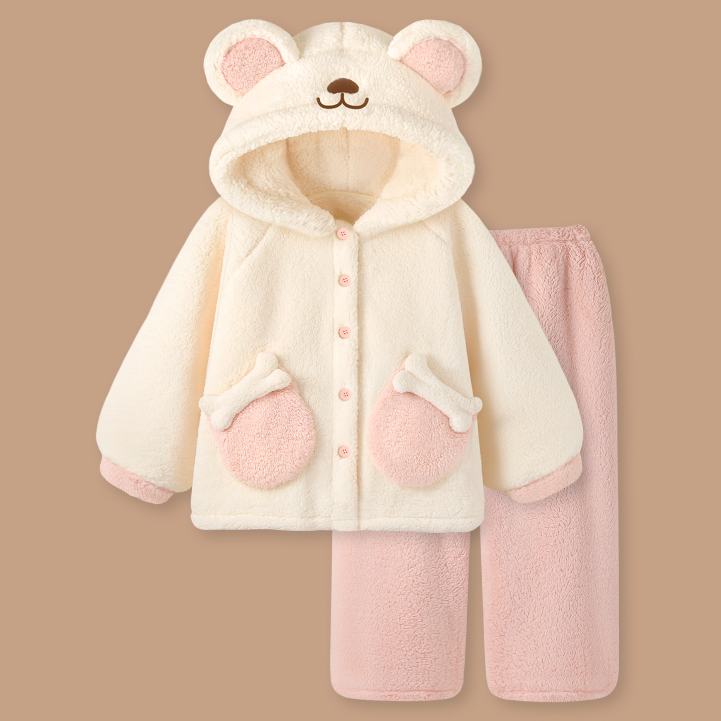 『咕噜小熊』珊瑚绒睡衣女款加厚