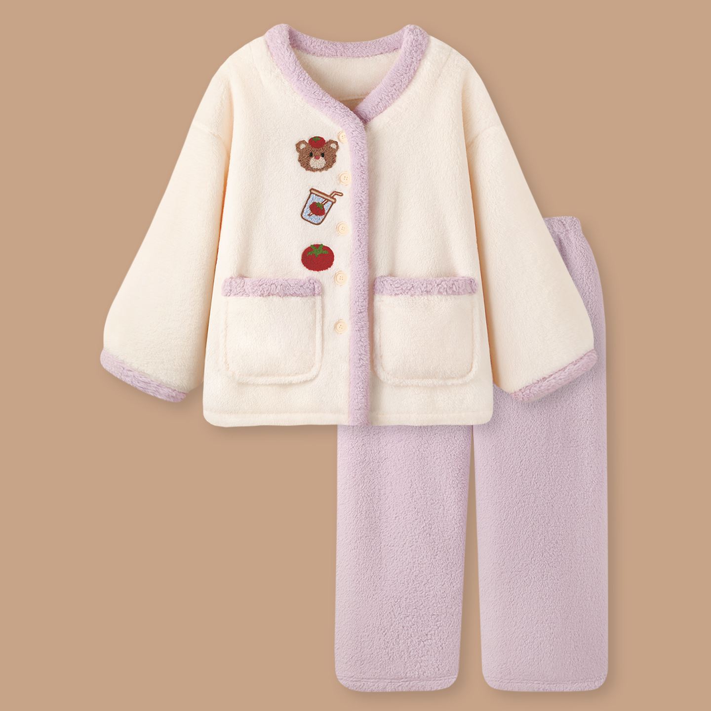 珊瑚绒睡衣女冬季可爱小熊家居服