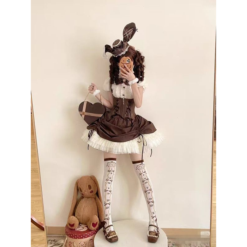 原创兔兔现货Lolita裙鱼骨胸托腰封裙哥特风宴会成人礼吊带连衣裙