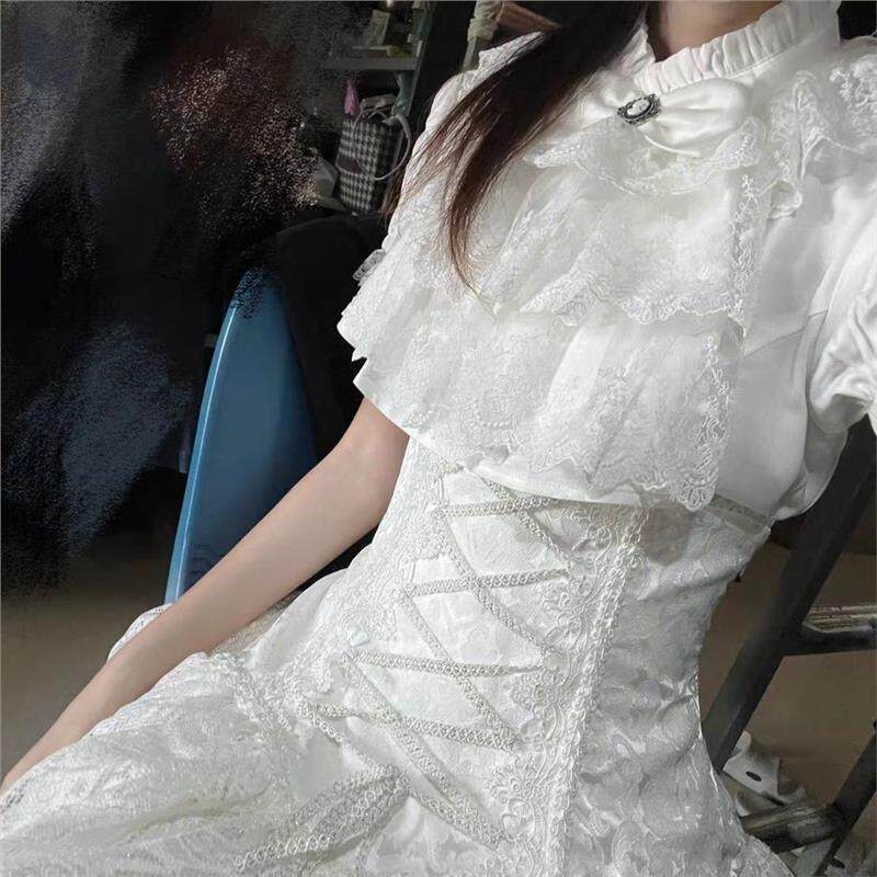 白色哥特古早感Lolita裙套装