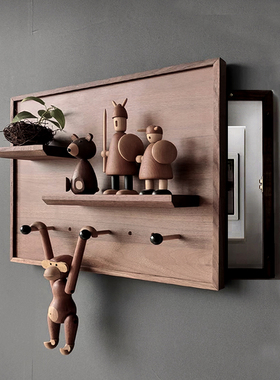 北美特级黑胡桃木多媒体电表箱弱电箱wifi遮挡装饰箱遮挡装饰盖