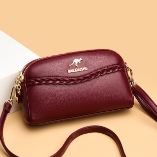 真皮手机包女潮2026新款 女士中年妈妈斜挎小包包 百搭单肩包时尚
