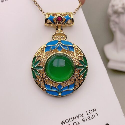 真品绿玛瑙吊坠玉髓项链石