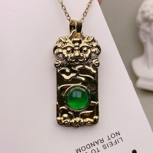 真品绿玉髓项坠玛瑙吊石链