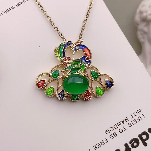 真品绿玛瑙项链玉髓坠石吊
