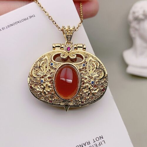 真品红玛瑙吊坠玉髓项石链