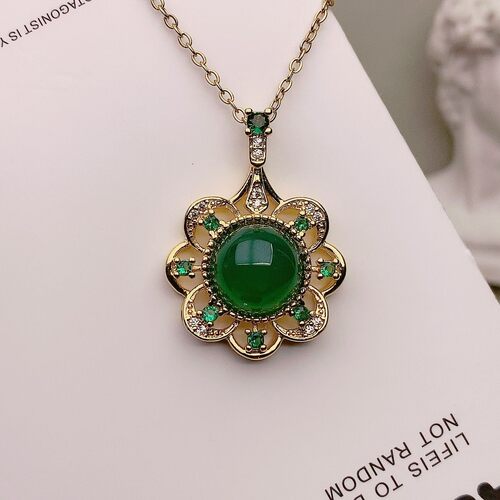 真品绿玉髓吊坠石项链玛瑙