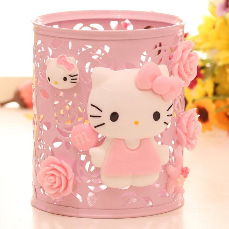 学生笔筒可爱金属摆件桌面杂物收纳盒笔桶办公室化妆刷多功能创意