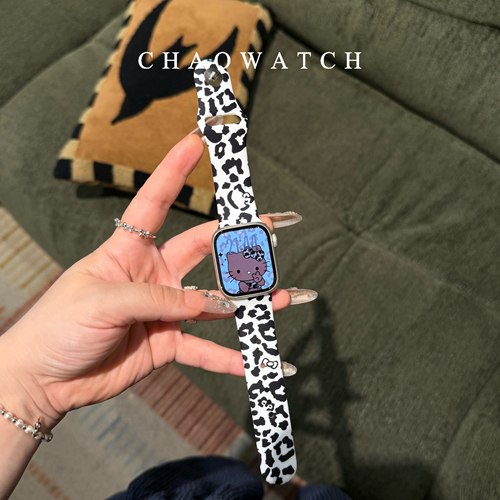 豹纹kitty猫适用于苹果手表表带s11代apple女iwatch109876硅胶se